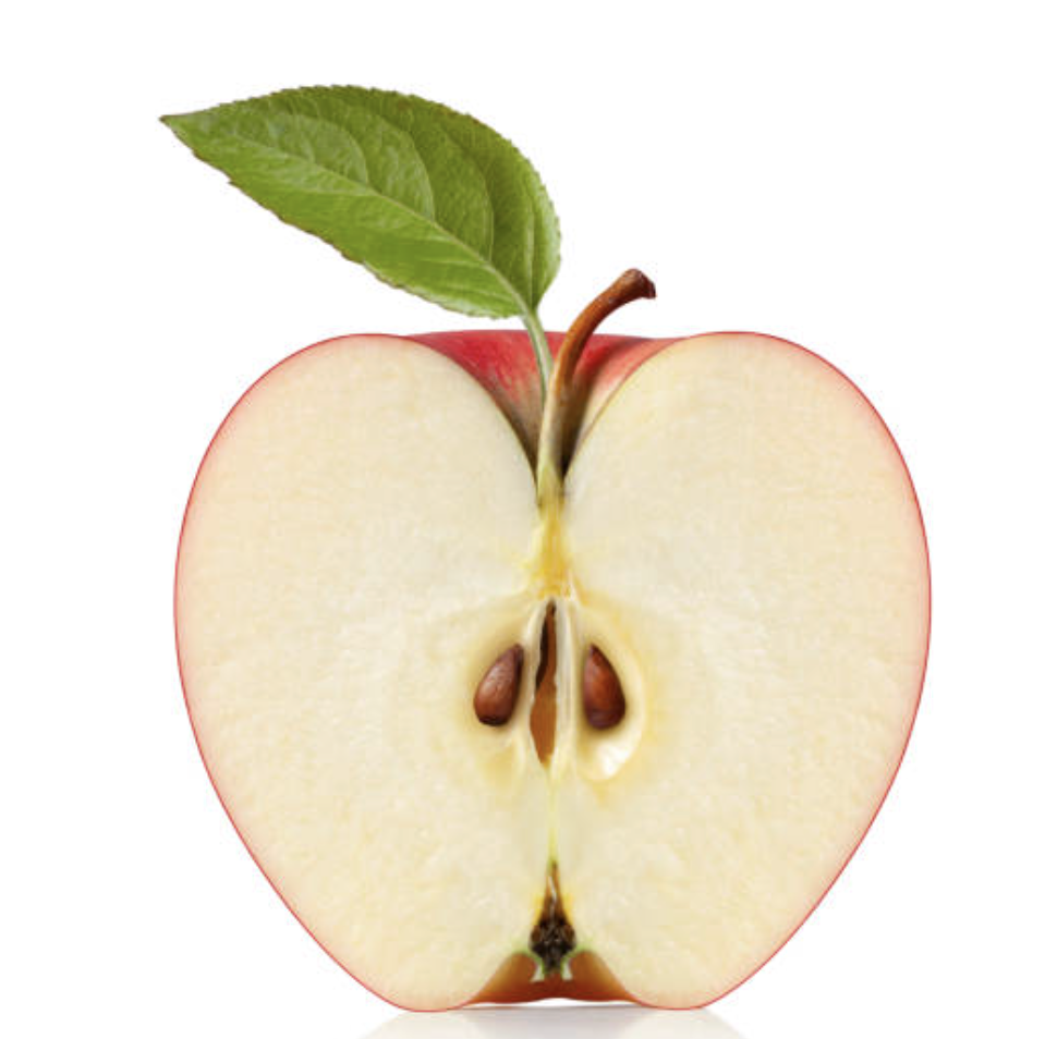 Apple cross-section showing skin and flesh analogy for facial ageing